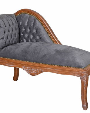 Sofa din lemn mahon cu tapiterie gri soarece