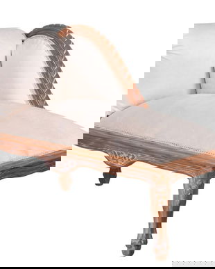 Sofa din lemn mahon cu tapiterie bej