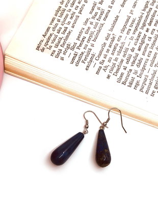 Cercei inox si semipretioase lapis lazuli
