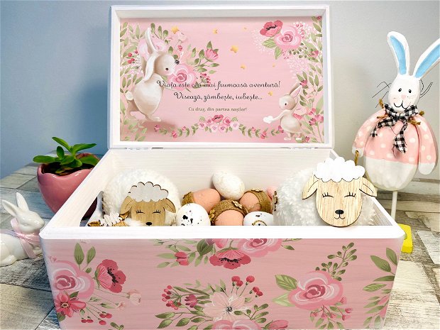 Cutie Amintiri Copii Personalizată - Spring Bunny