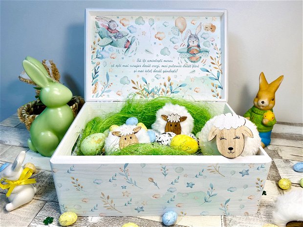Cutie Amintiri Copii Personalizată - Bunny in the sky