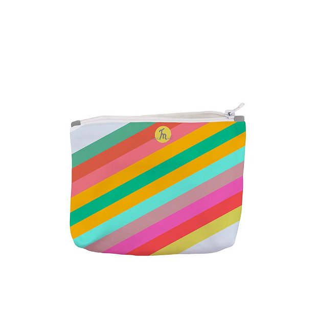 Portofel tip Pouch Handmade, Original Mulewear, Abstract Dungi Optimiste Optimistic Stripes, Multicolor, Medium 22x19 cm