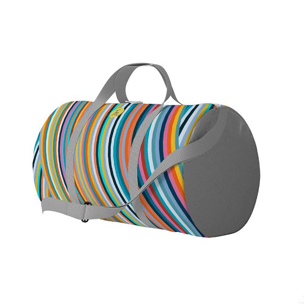 Geanta Voiaj Handmade, Travel Duffle Bag Original Mulewear, Abstract Magia Culorilor, Stripey Magic, Multicolor, 33L