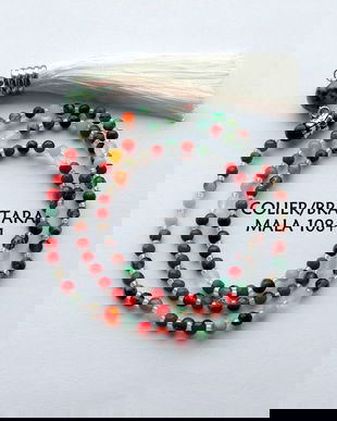 Colier-Bratara Mala*108+1*Turcoaz+Malachit+Jasp+Howlit+Agate+Carneol+CuarFumuriu+CuartDeStanca+Aventurin+Amazonit*Colier pentru meditatie si rugaciune