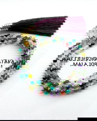Colier Mala*108+1*Citrin+Ametist+Onix+Jad+LapisLazuli+CherryQuartz+CuartRoz+Turcoaz+Prehnit+CuartRutilat*Colier pentru meditatie si rugaciune