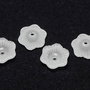 Margele din acril, frosted, floare, 11x4 mm, albe