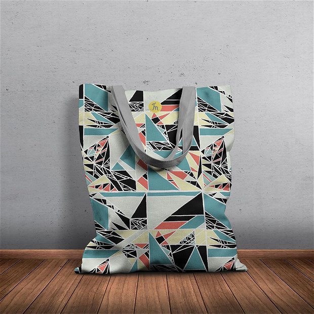Geanta Handmade, Tote Bag Basic Original Mulewear, Geometric Abstract Matematica, Childhood Math, Multicolor, 43x37 cm