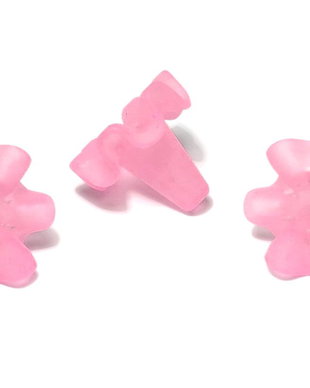 Margele din acril, frosted, floare, 18x20 mm, roz