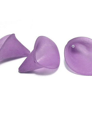 Margele din acril, frosted, floare, 25x18x17 mm, mov