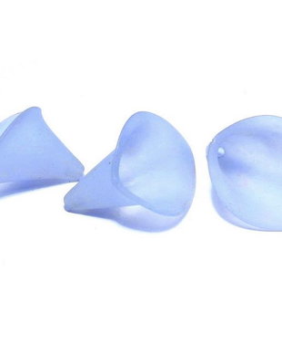 Margele din acril, frosted, floare, 25x18x17 mm, albastre