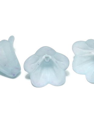 Margele din acril, frosted, floare, 16x12 mm, bleu