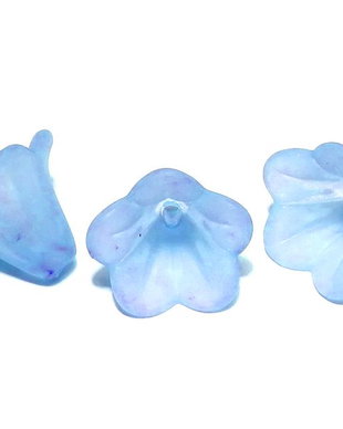 Margele din acril, frosted, floare, 16x12 mm, albastre