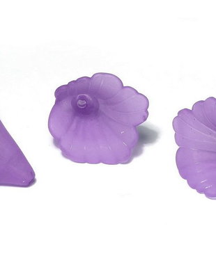 Margele din acril, frosted, floare, 20x20 mm, mov