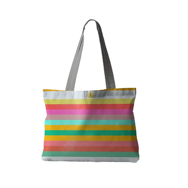 Geanta Handmade, Tote Bag Fatty Original Mulewear, Abstract Curcubeu, Feel the Rainbow, Multicolor, 37x45 cm