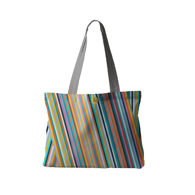Geanta Handmade, Tote Bag Fatty Original Mulewear, Abstract Magia Culorilor, Stripey Magic, Multicolor, 37x45 cm