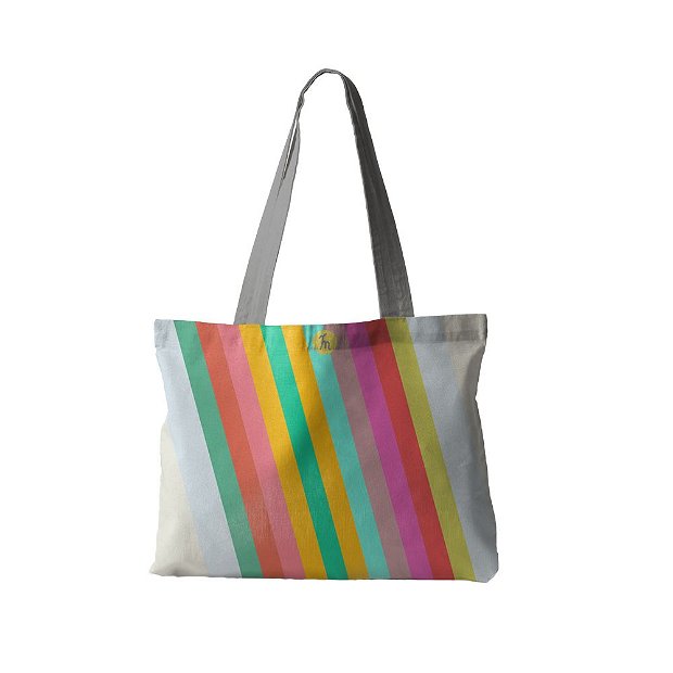 Geanta Handmade, Tote Bag Fatty Original Mulewear, Abstract Dungi dupa Dungi, Stripes after Stripes, Multicolor, 37x45 cm