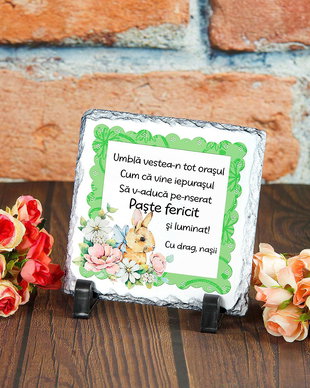 Placă ardezie personalizată Paste Fericit  model 05