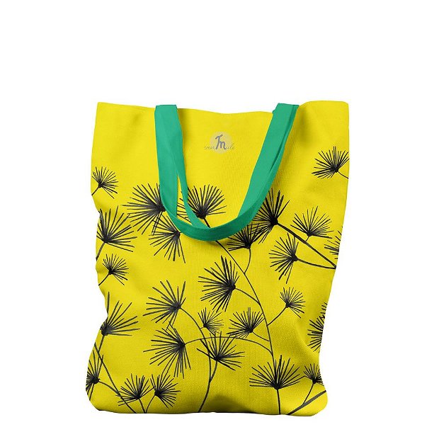 Geanta Handmade, Tote Bag Liner Captusit Original Mulewear, Botanic Flori, Golden Bliss, Multicolor, 45x37 cm