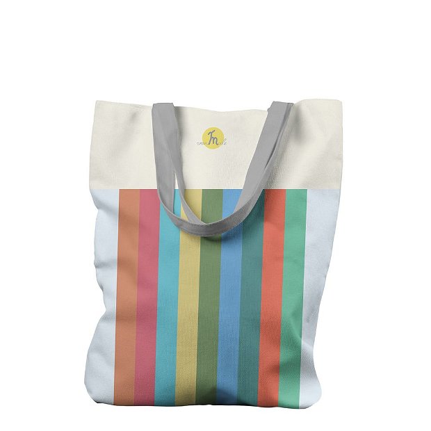Geanta Handmade, Tote Bag Liner Original Mulewear, Abstract Dungi color, Glass Half Full, Multicolor, 45x37 cm