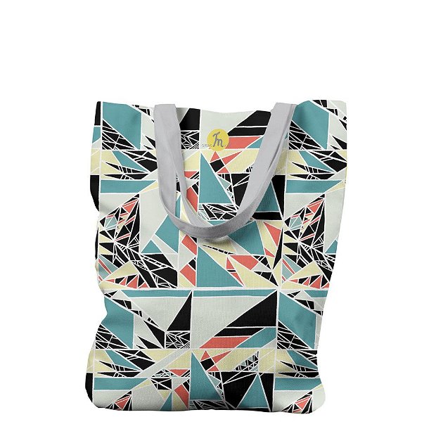 Geanta Handmade, Tote Bag Liner Captusit Original Mulewear, Geometric Abstract Matematica, Childhood Math, Multicolor, 45x37 cm