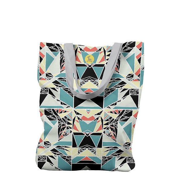 Geanta Handmade, Tote Bag Liner Captusit Original Mulewear, Geometric Abstract Privind prin Stroboscop, Strobo Madness 2, Multicolor, 45x37 cm