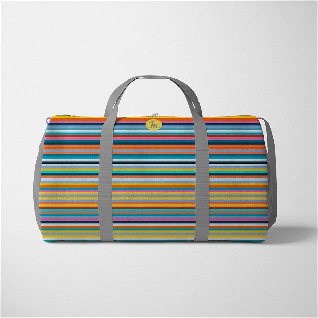 Geanta Voiaj Handmade, Travel Duffle Bag Original Mulewear, Abstract Dungi Usoare, Easy Stripes, Multicolor, 33L