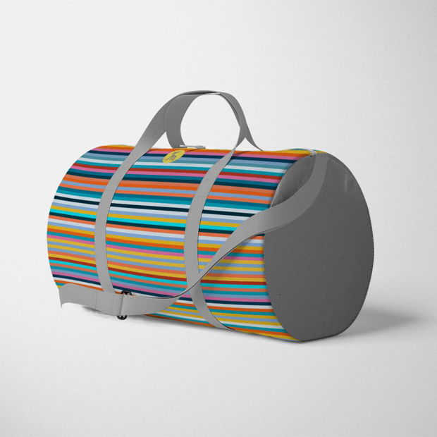 Geanta Voiaj Handmade, Travel Duffle Bag Original Mulewear, Abstract Dungi Usoare, Easy Stripes, Multicolor, 33L