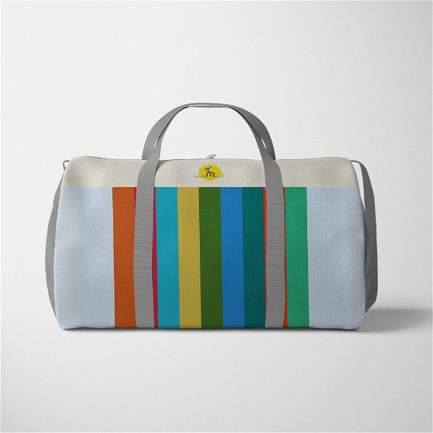 Geanta Voiaj Handmade, Travel Duffle Bag Original Mulewear, Abstract Dungi color, Glass Half Full, Multicolor, 33L