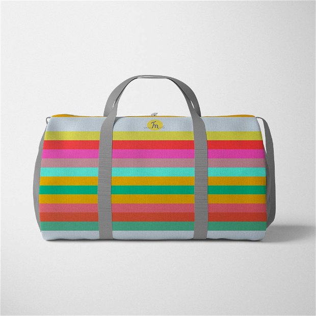Geanta Voiaj Handmade, Travel Duffle Bag Original Mulewear, Abstract Curcubeu, Feel the Rainbow, Multicolor, 33L