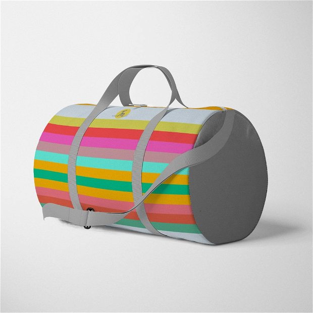 Geanta Voiaj Handmade, Travel Duffle Bag Original Mulewear, Abstract Curcubeu, Feel the Rainbow, Multicolor, 33L