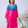 Rochie roz, buline colorate , croșet interesant
