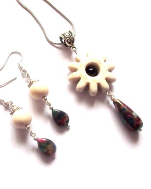 set cu howlite alb si Jad presat 38924