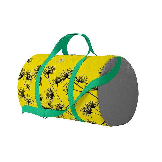 Geanta Voiaj Handmade, Travel Duffle Bag Original Mulewear, Botanic Flori Abundenta Galbena, Golden Bliss, Multicolor, 33L