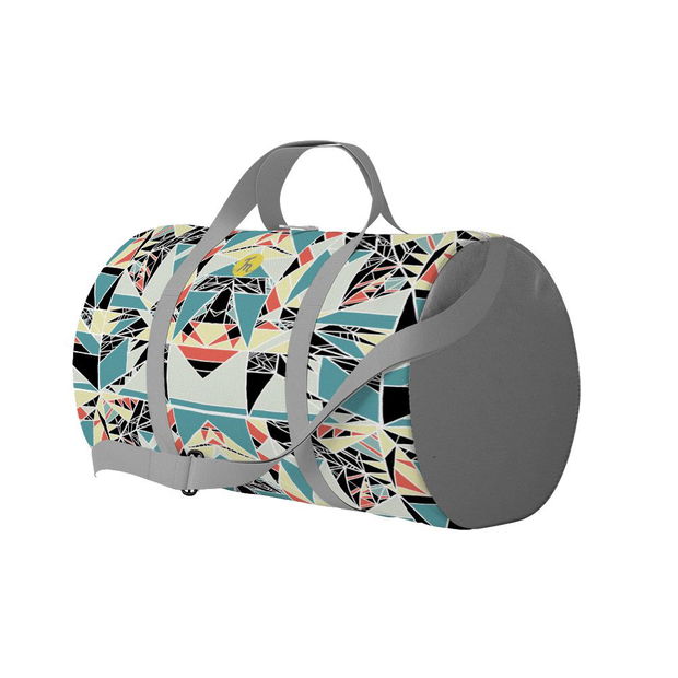 Geanta Voiaj Handmade, Travel Duffle Bag Original Mulewear, Geometric Abstract Privind prin Stroboscop, Strobo Madness 2, Multicolor, 33L