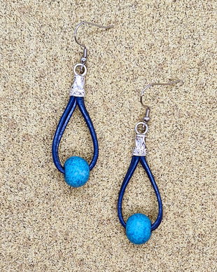 Cercei Leadher Drop Ceramic turquoise