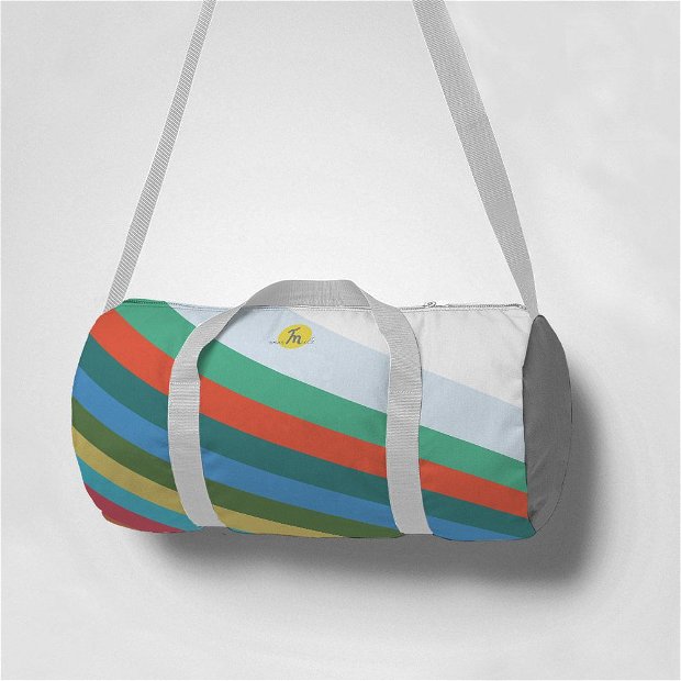 Geanta Sport Fitness Handmade, Gym Duffle Bag Original Mulewear, Abstract Avalansa de Culori, Color Avalanche, Multicolor, 22 L