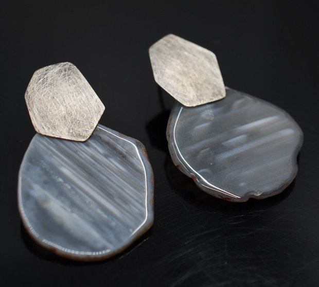Cercei supradimensionati din argint 925 si agate