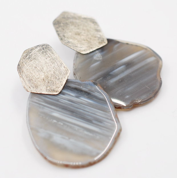 Cercei supradimensionati din argint 925 si agate