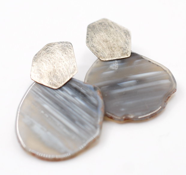 Cercei supradimensionati din argint 925 si agate