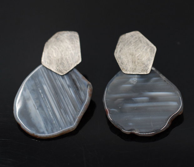 Cercei supradimensionati din argint 925 si agate