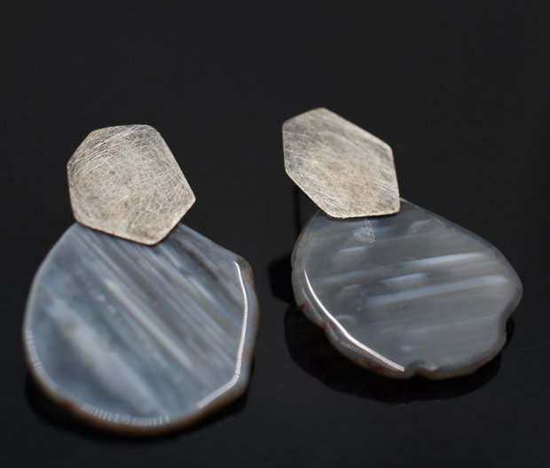 Cercei supradimensionati din argint 925 si agate