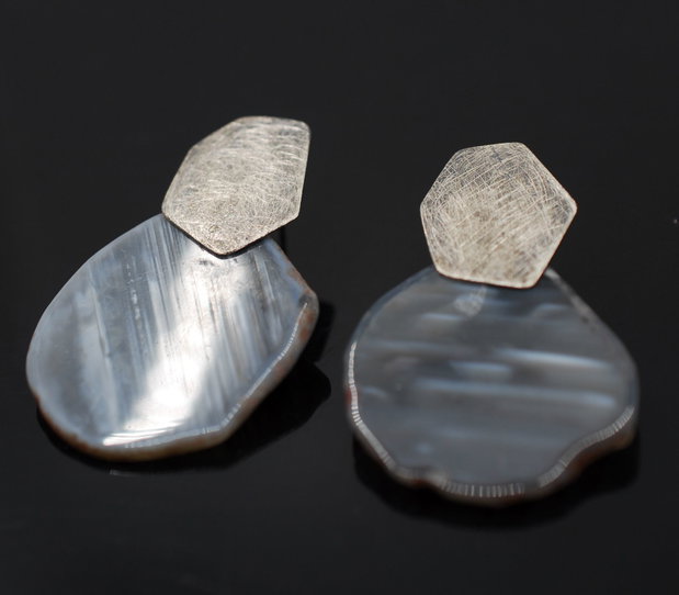 Cercei supradimensionati din argint 925 si agate