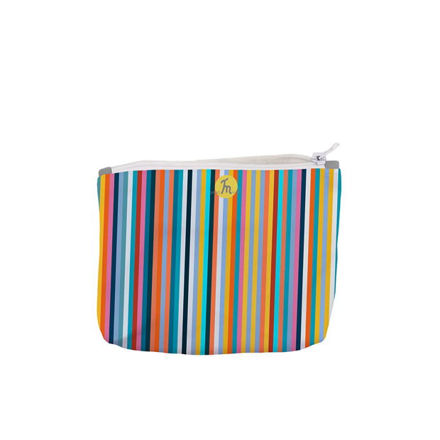Portofel tip Pouch Handmade, Original Mulewear, Abstract Dungi Usoare Easy Stripes, Multicolor, Medium 22x19 cm