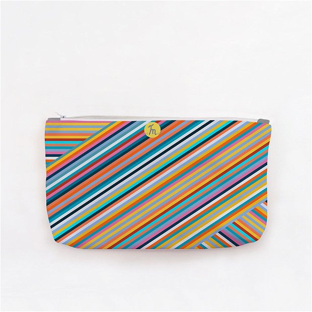 Portofel tip Pouch Handmade, Original Mulewear, Abstract Magia Culorilor Stripey Magic, Multicolor, Big 38x23 cm
