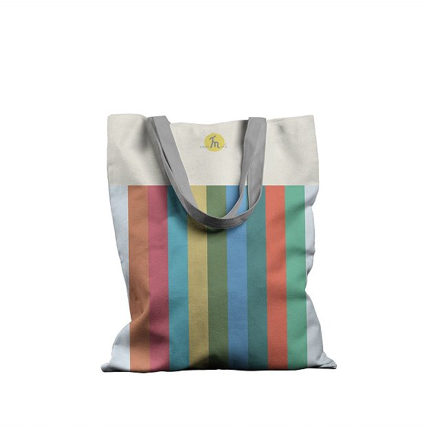Geanta Handmade, Tote Bag Basic Original Mulewear, Abstract Dungi color, Glass Half Full, Multicolor, 43x37 cm