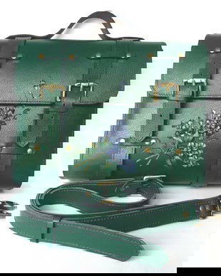 Geanta piele  verde Liliac