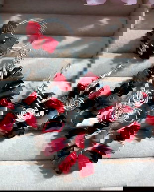 Set hand made argint si pietre de coral