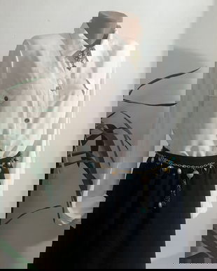 Set bluza silk in amestec și fusta stofa fina din lana