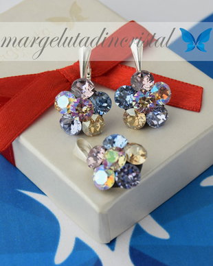 Set Swarovski  Regal Chaton Flower / Argint 925