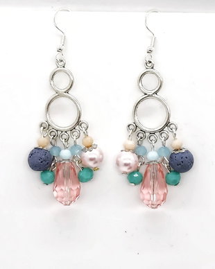Cercei  pastel / perle swarovski si jad